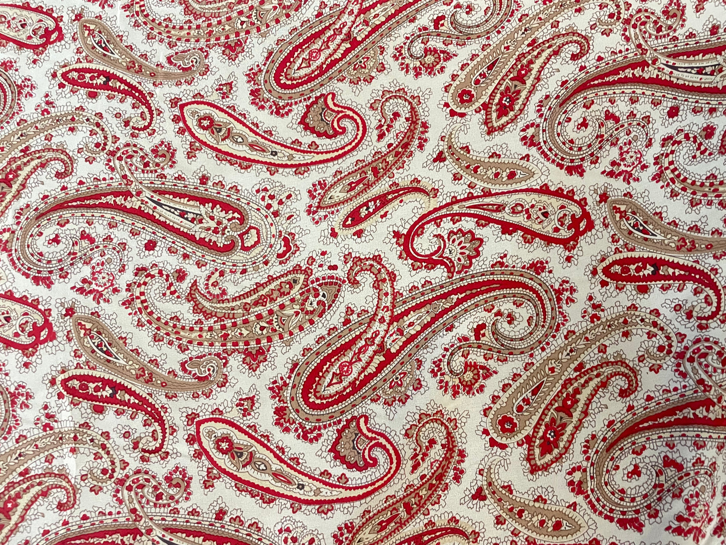 Paisley Printed Silk Chiffon - Red & Beige