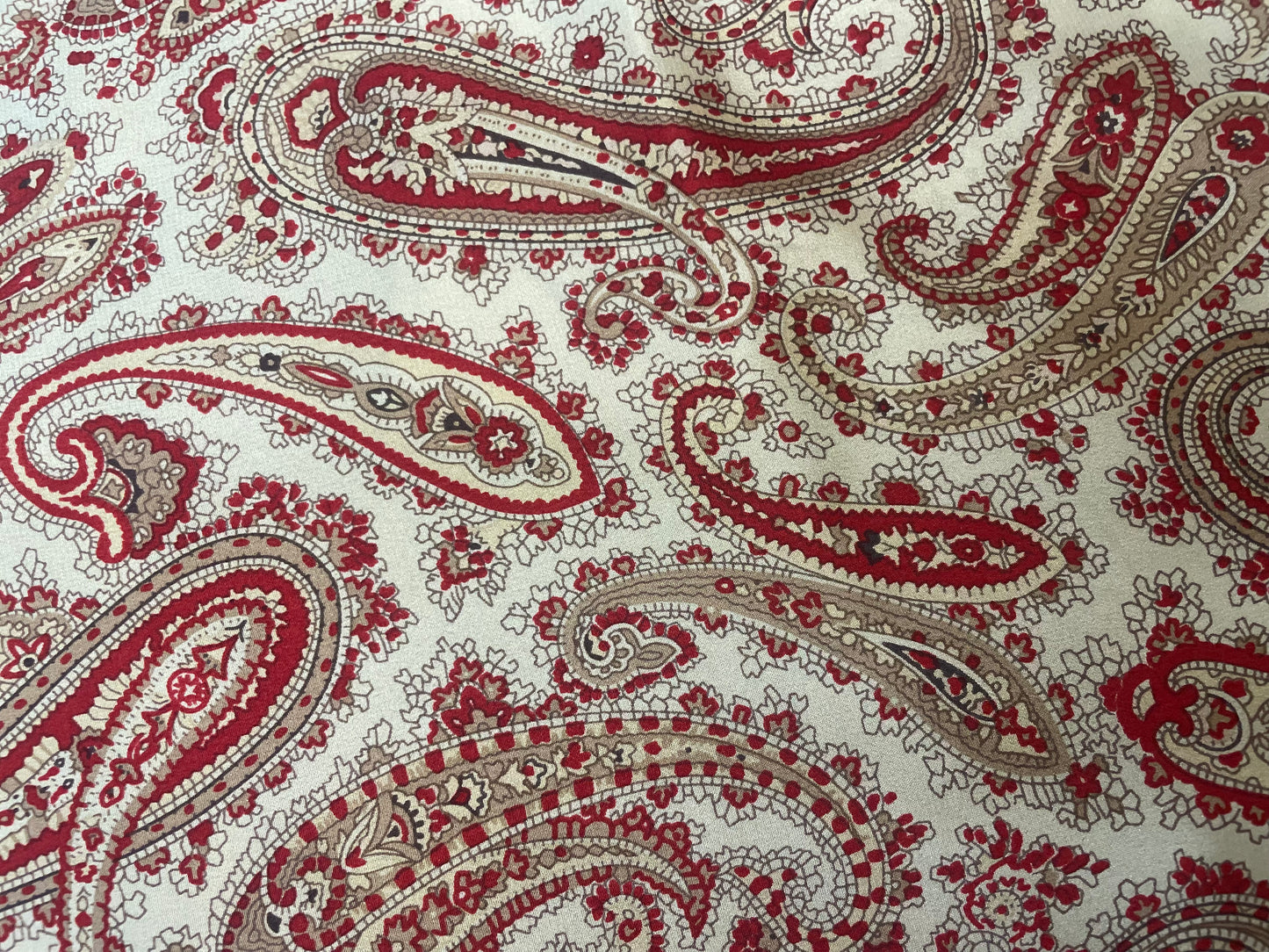 Paisley Silk Crepe De Chine - Red & Beige