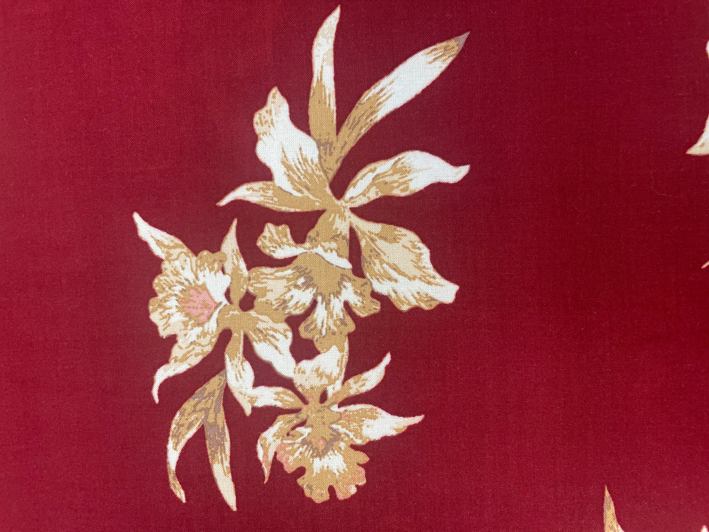 Floral Rayon Print - Burgundy, White & Tan