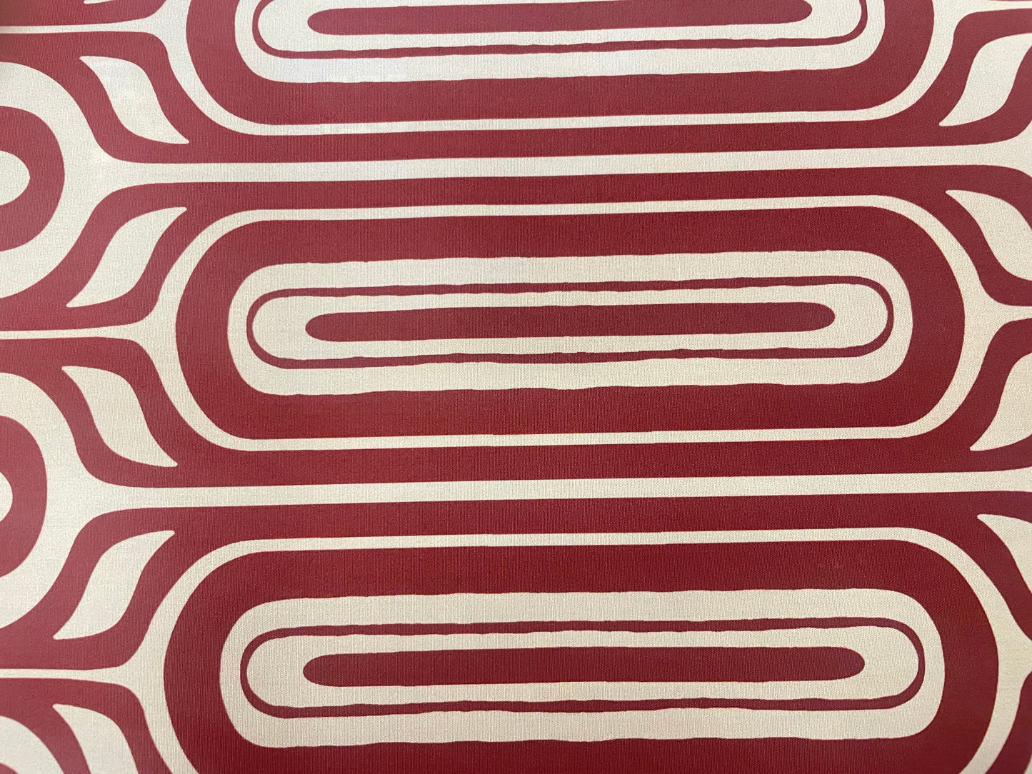 Italian Printed 70's Mod Cotton - Beige & Red