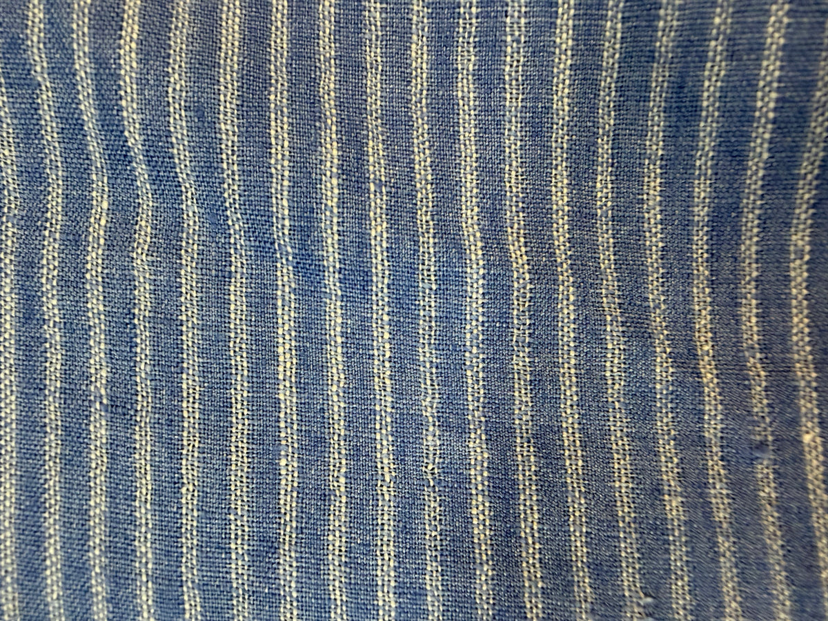 Mini Linen Stripe - Ivory & Blue