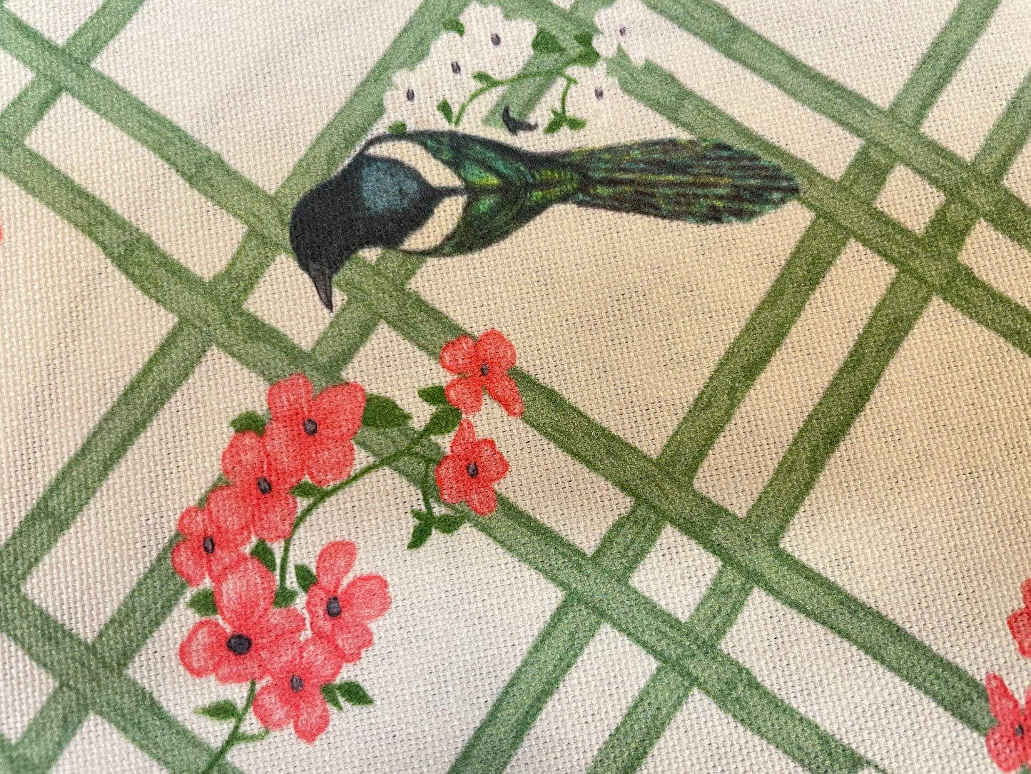 Cotton Canvas - Floral Bird Plaid