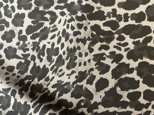 Cheetah Printed Silk Chiffon - Charcoal & Black