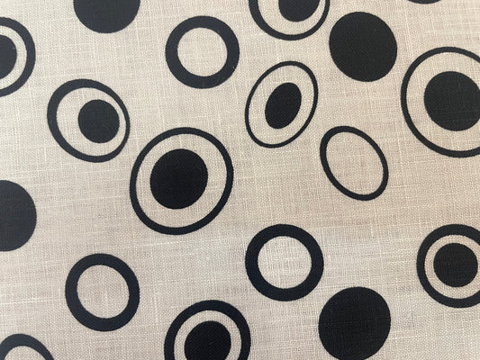 Polka Dot Printed Linen - Black & White