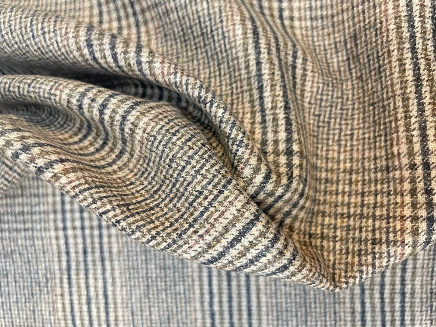 Italian Plaid Wool Flannel Suiting - Taupe Multicolor