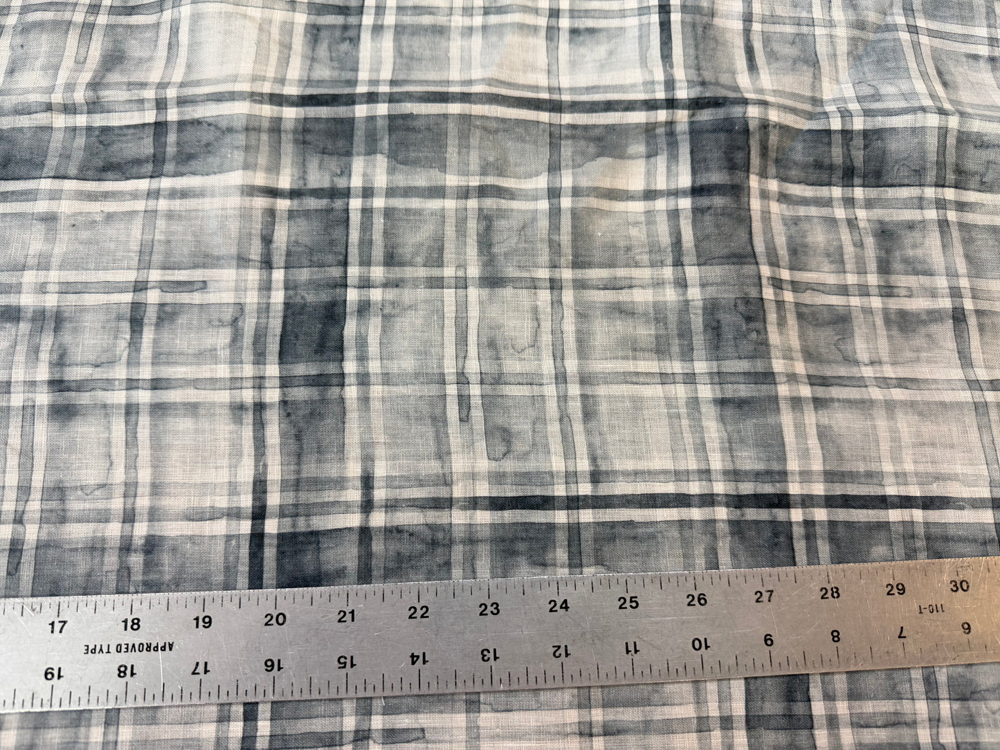 Watercolor Plaid Printed Linen - Greyscale