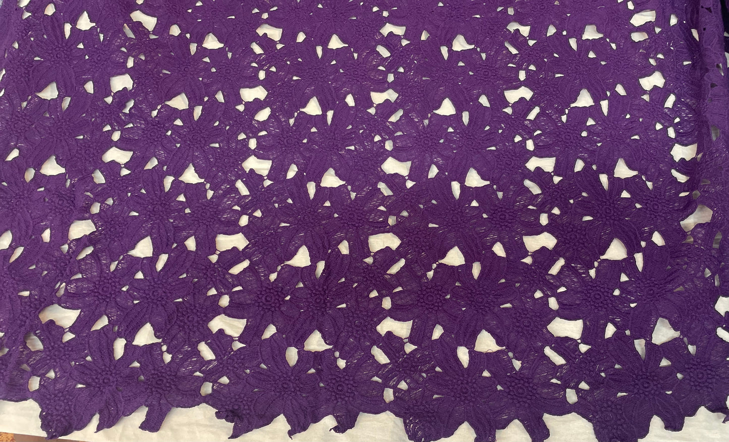 Daisy Floral Cotton Lace - Aubergine Purple