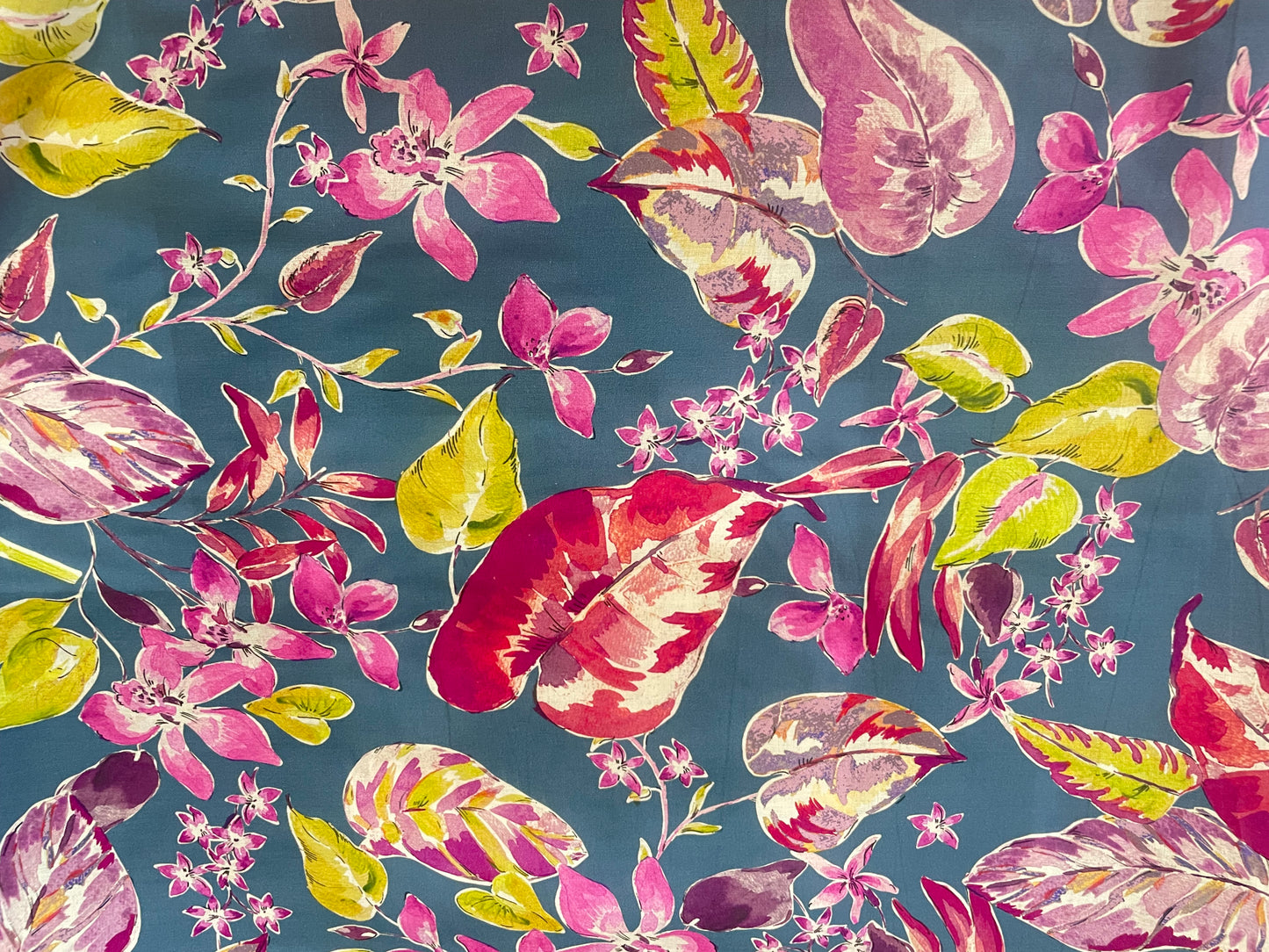 Orchid Floral Print Cotton - Jewel Tones