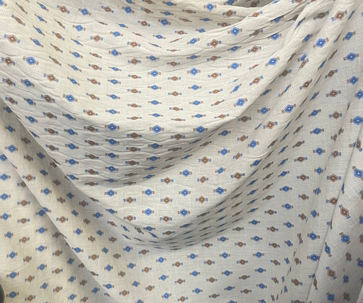 Textured Print Cotton - Beige, Pink & Green
