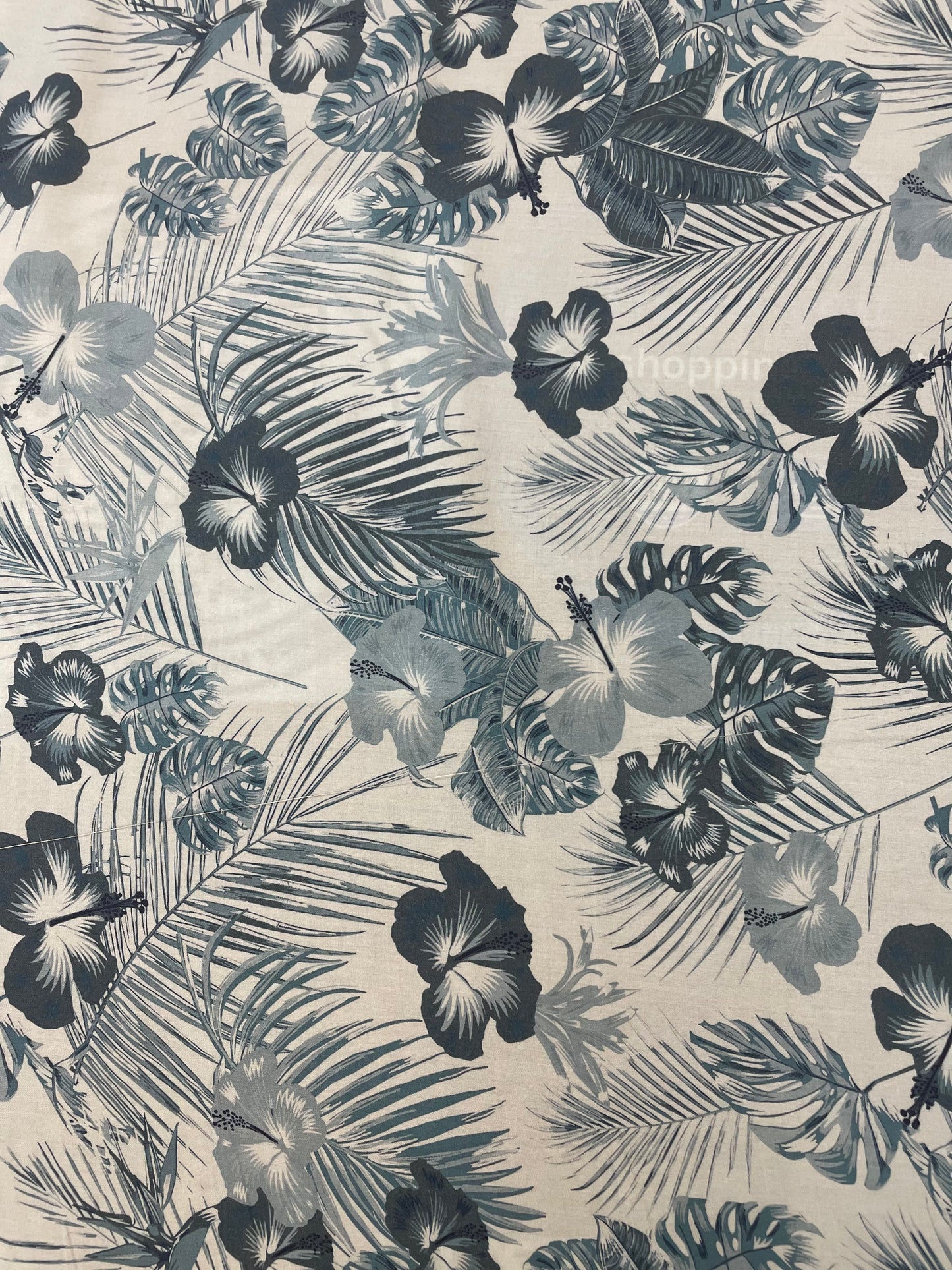 Tropical Rayon Print - Turquoise & Navy