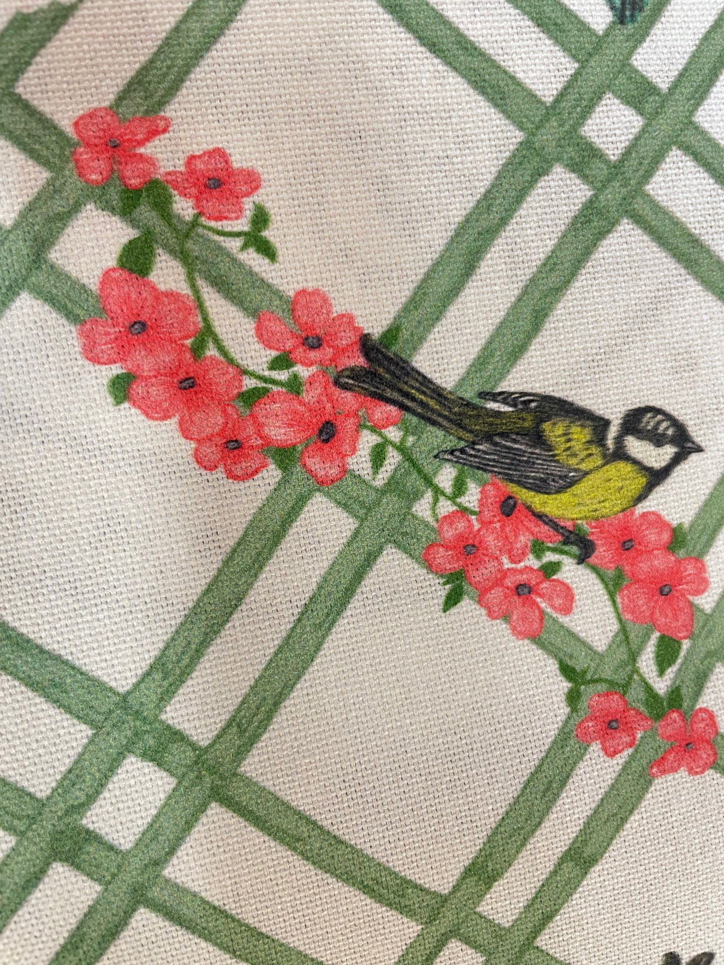 Cotton Canvas - Floral Bird Plaid