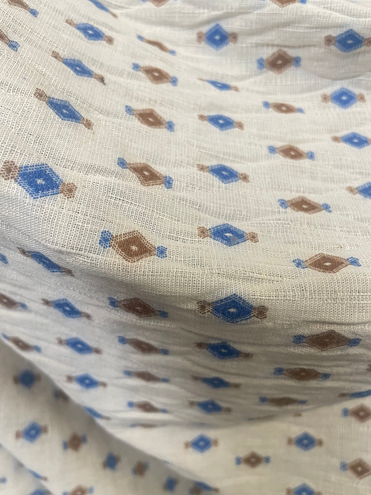 Textured Print Cotton - Beige, Pink & Green
