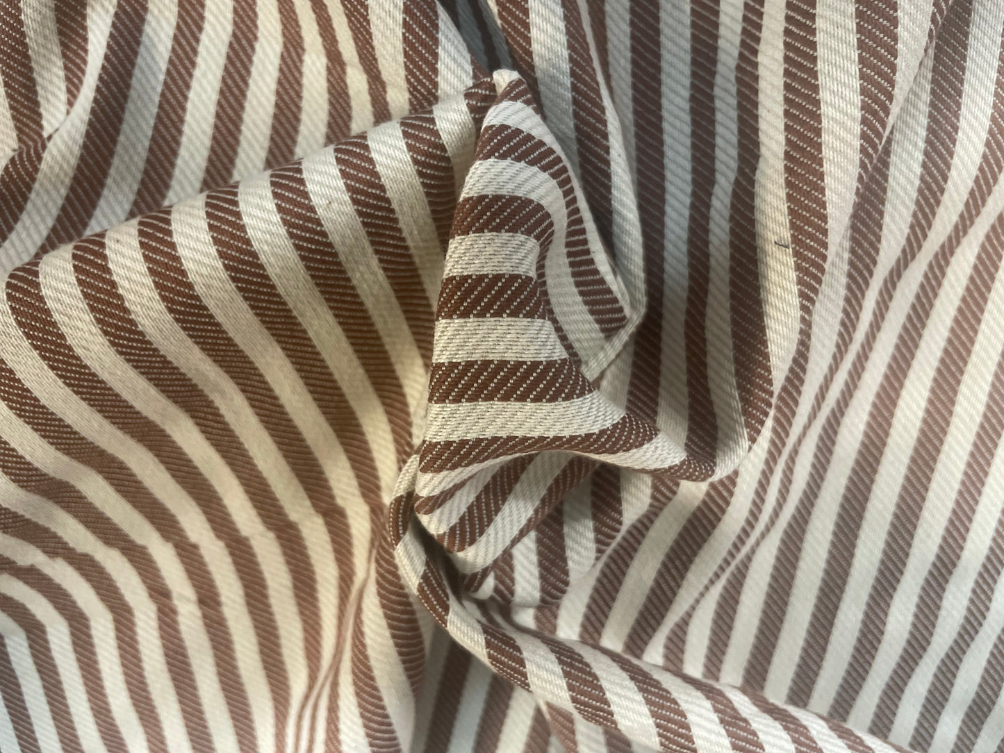 Twill Stripe Cotton - Vintage Brown & White