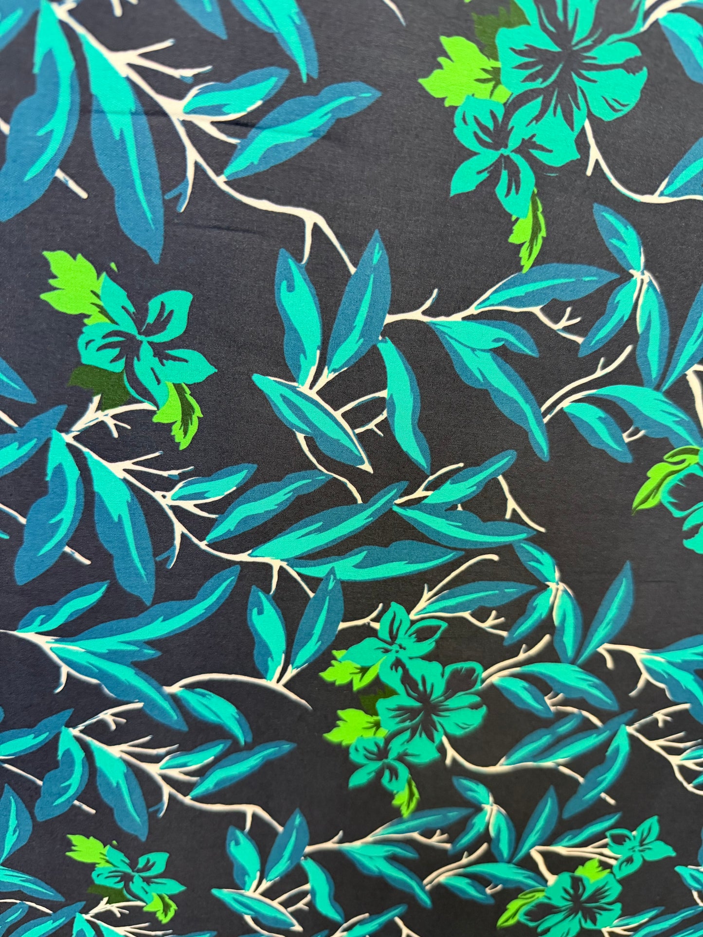 Italian Tropical Printed Cotton - Navy, Teal, Green