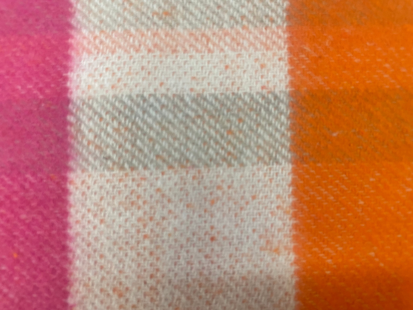 Italian Double Face Brushed Cotton Plaid - Pink, Orange & Oatmeal