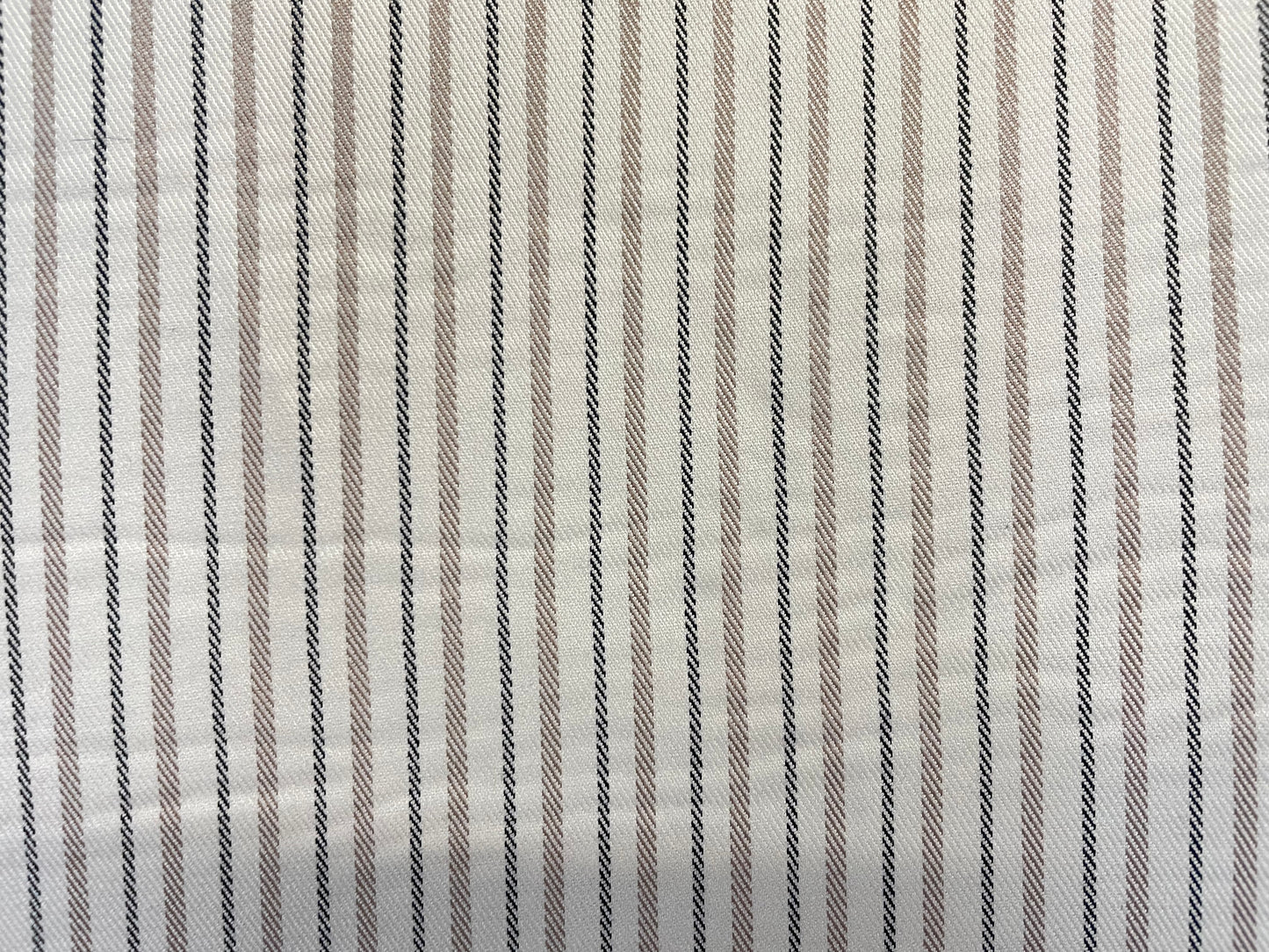 Twill Stripe Cotton - Ivory, Tan & Black