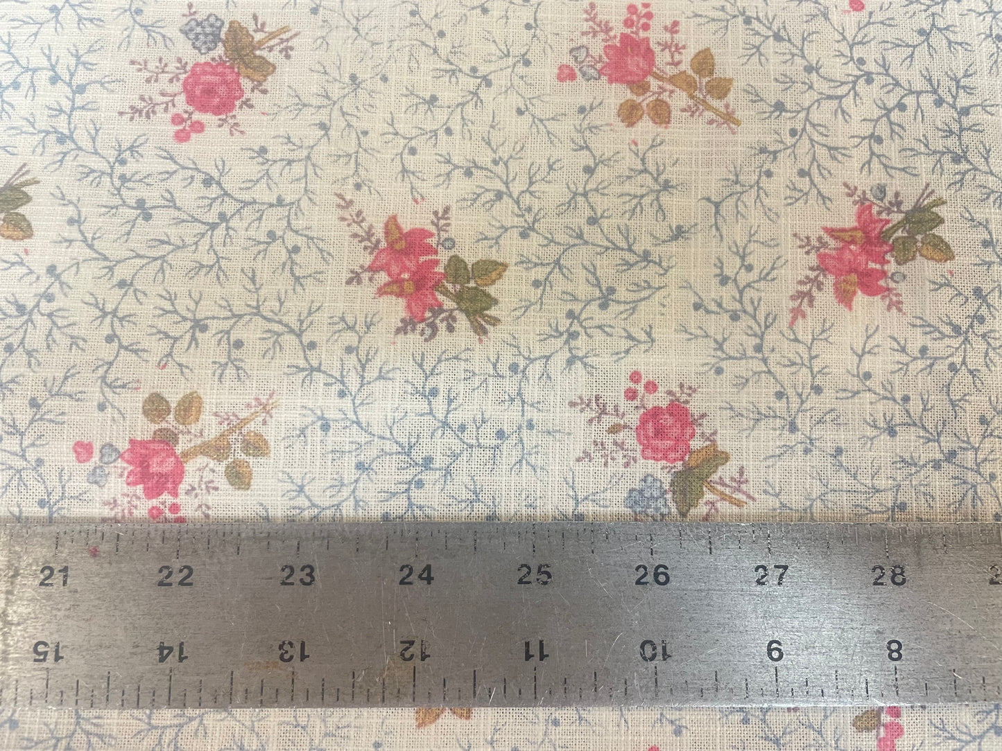 Floral Printed Linen - White, Blue, Pink & Green