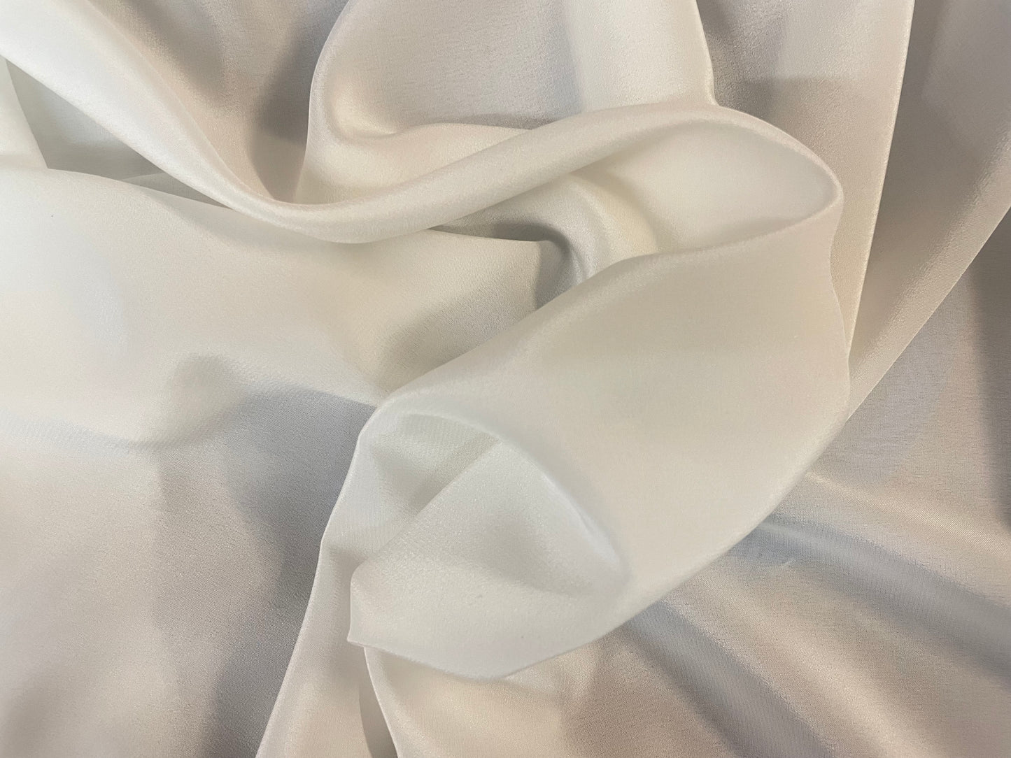 Designer Light Silk Crepe De Chine - White