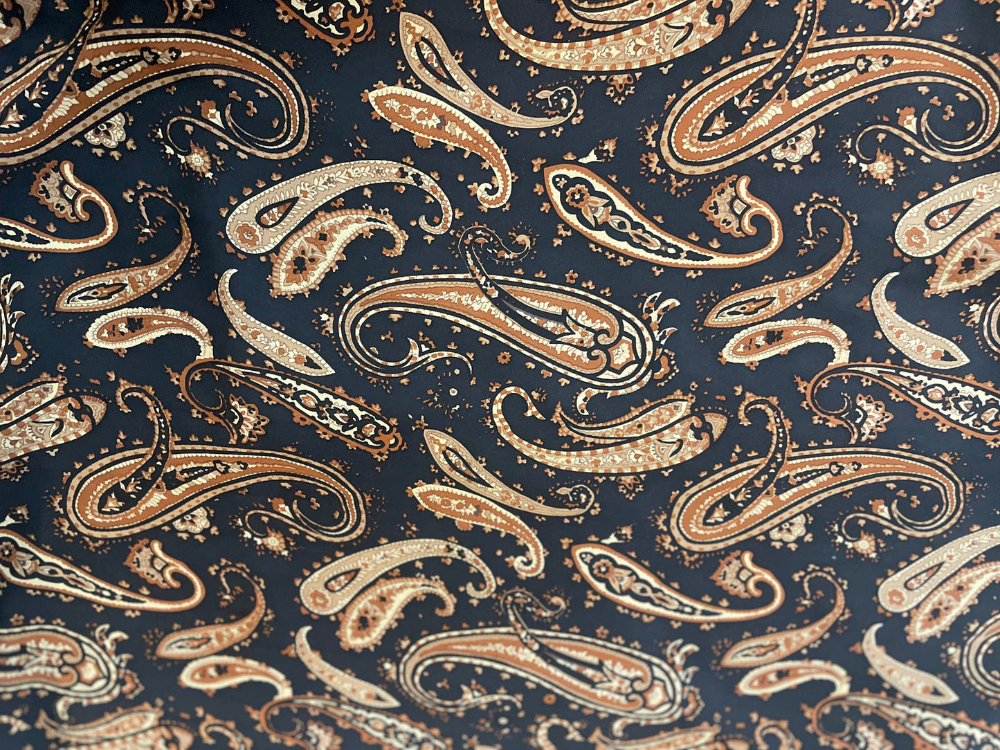 Paisley Printed Silk Chiffon - Brown & Navy