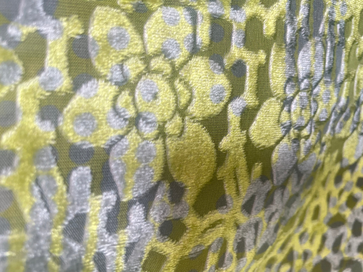 Silk/Rayon Velvet Burnout - Disco Floral - Chartreuse & Blue