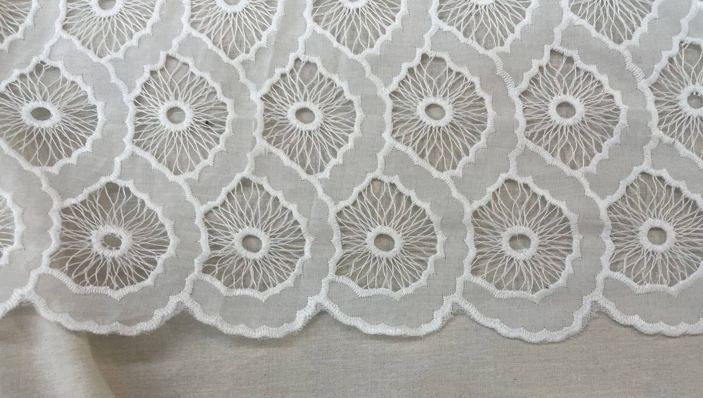 Eyelet Embroidered Lace Poly- White