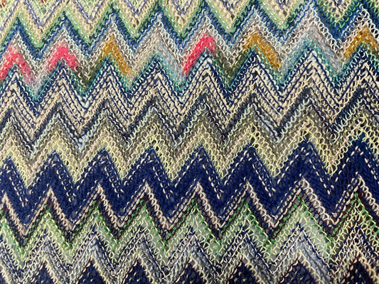 Chevron Poly Sweater Knit - Blue Multicolor