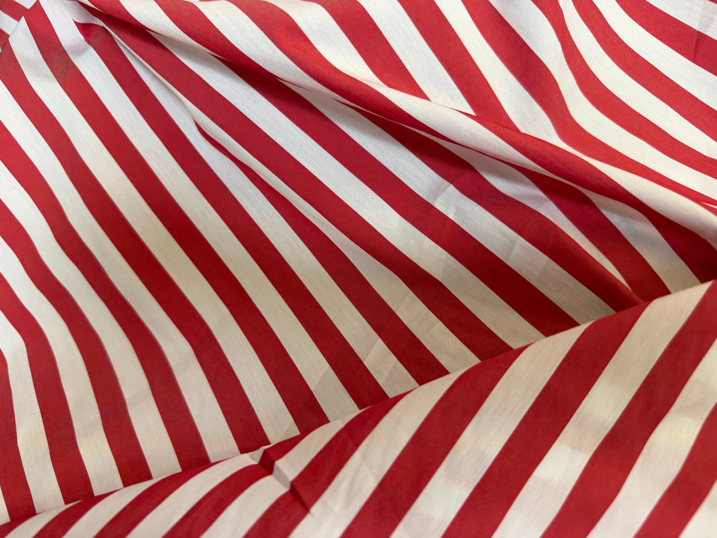 Striped Cotton Shirting - Bold Red & White