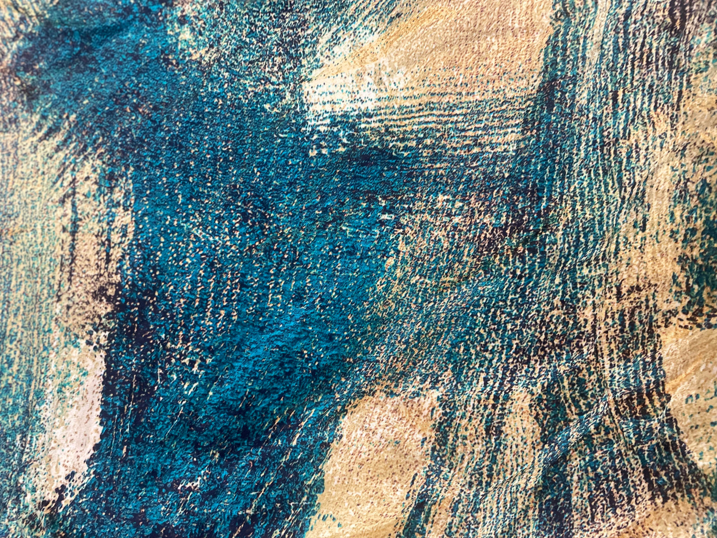 Digital Printed Rayon Charmeuse - Gold & Emerald Green