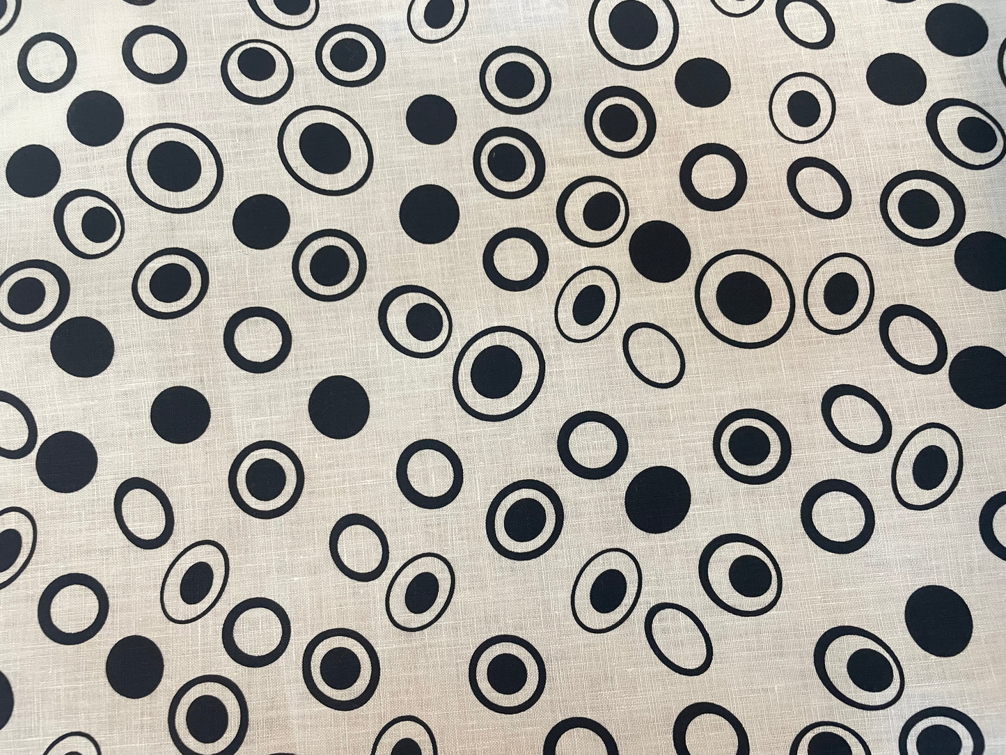 Polka Dot Printed Linen - Black & White