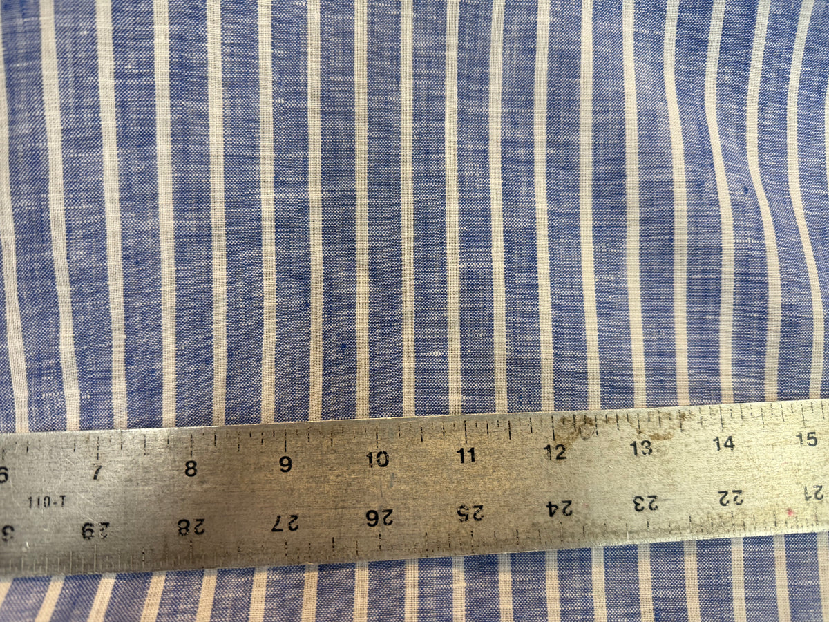 Linen Stripe - Ivory & Blue