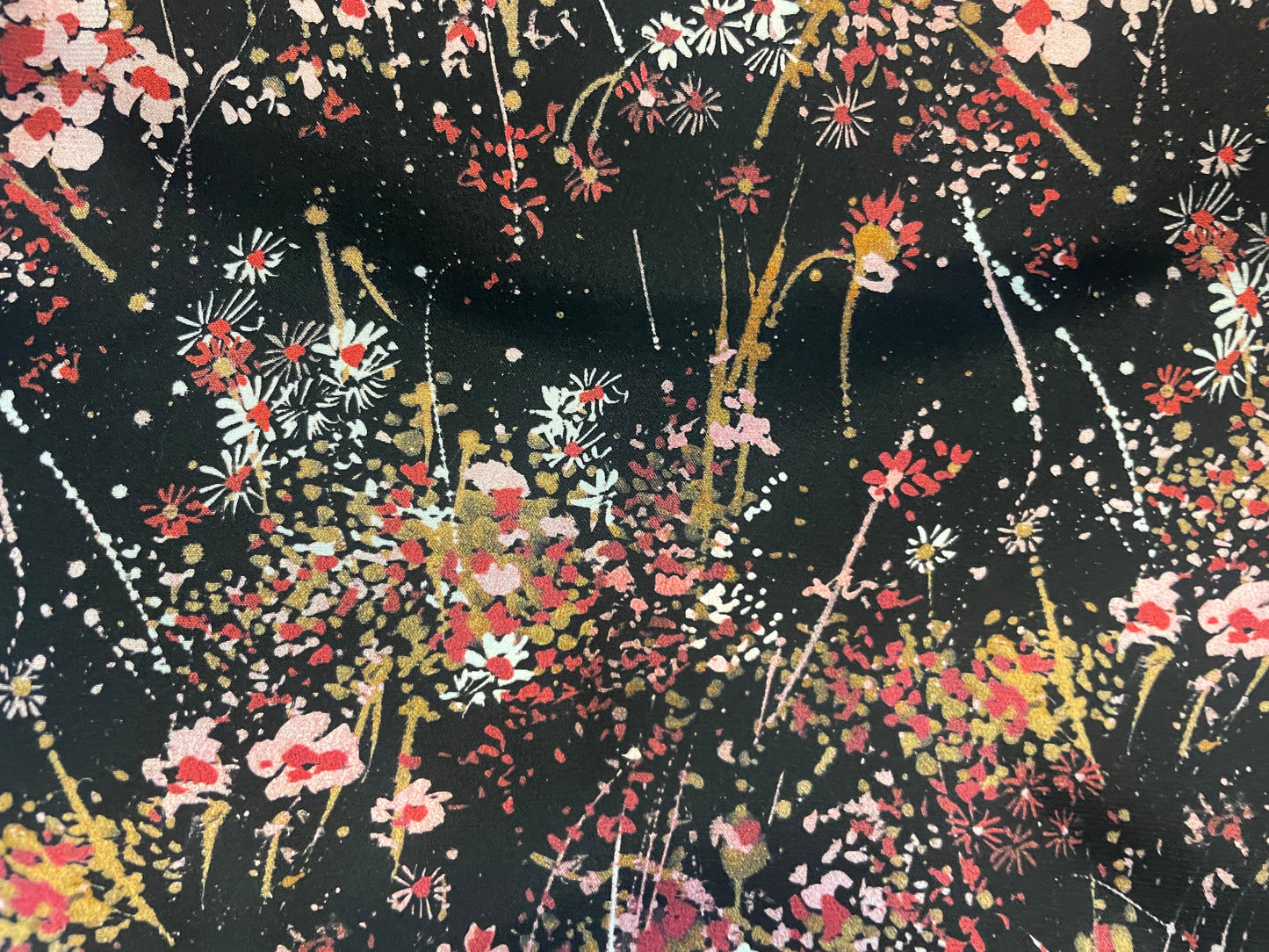 Matte Printed Silk Charmeuse - Antique Pink Flower Print