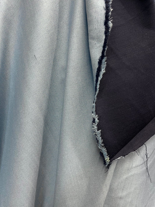 Italian Double Face Stretch Virgin Wool Twill - Light Blue & Navy