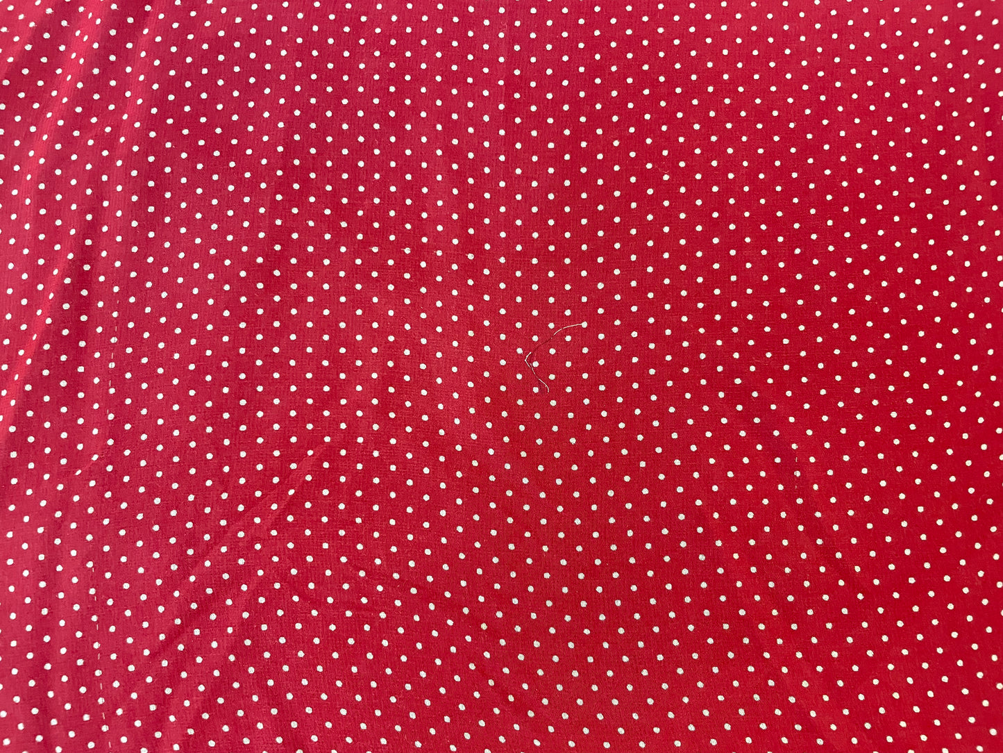 Mini Polka Dot Printed Silk Chiffon - Red & Off White