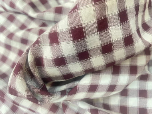 Gingham Cotton - Burgundy & Off-White