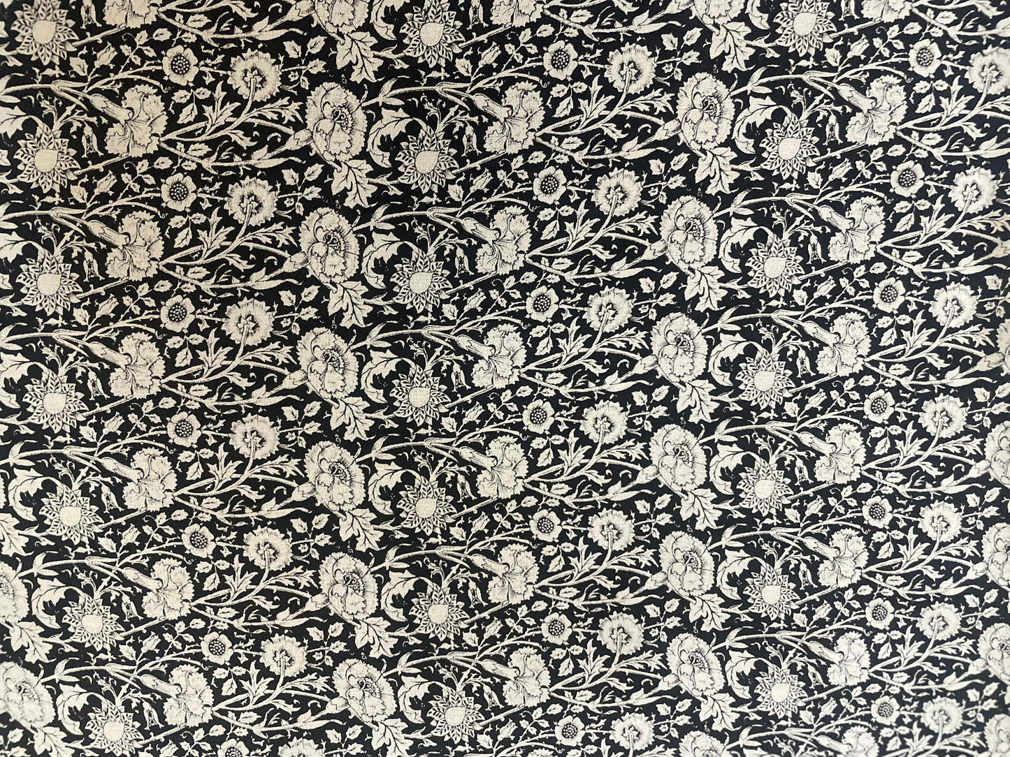 Antique Floral Printed Silk Chiffon - Black & White