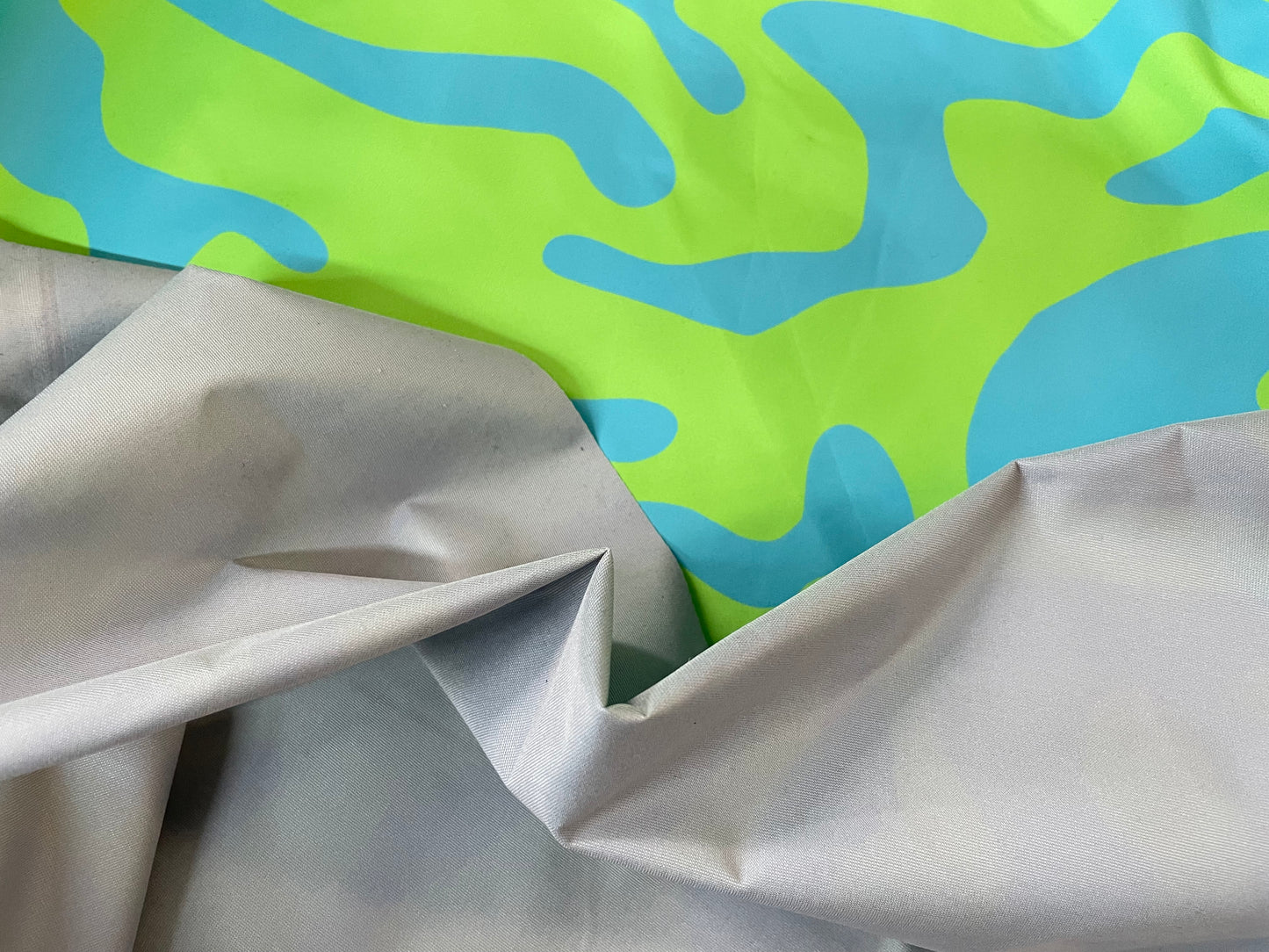 Printed Poly with Waterproof Coating - Green & Blue