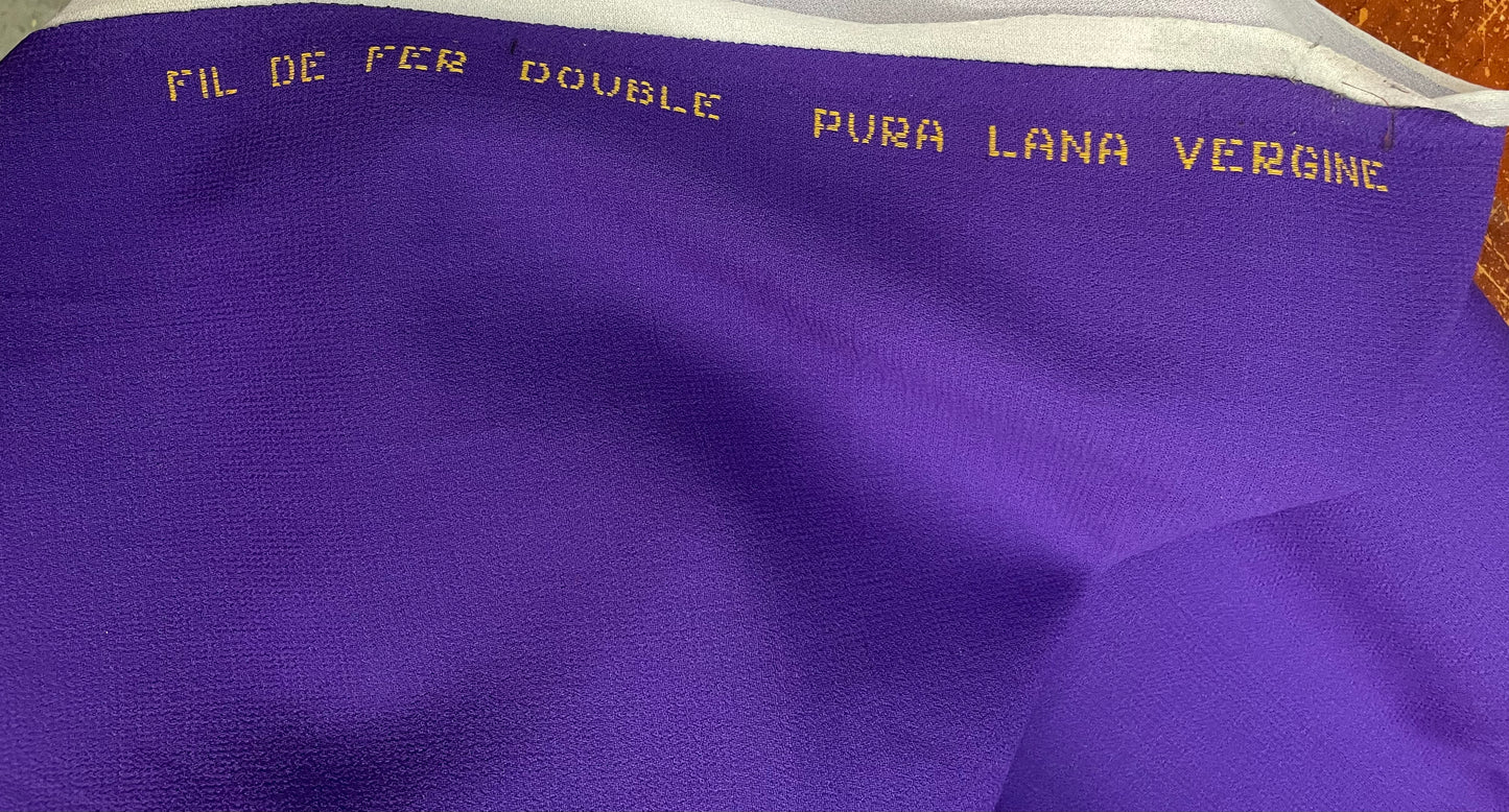 Italian Designer Double Faced Virgin Wool Crepe - Royal Purple