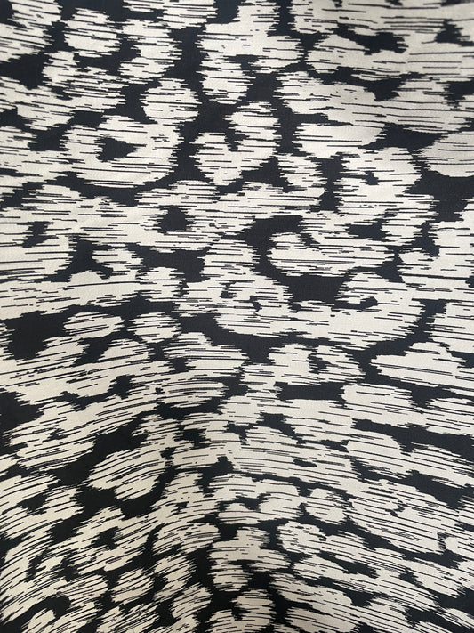 Spanish Rayon Print - Fused - Black & White Glitch Cheetah
