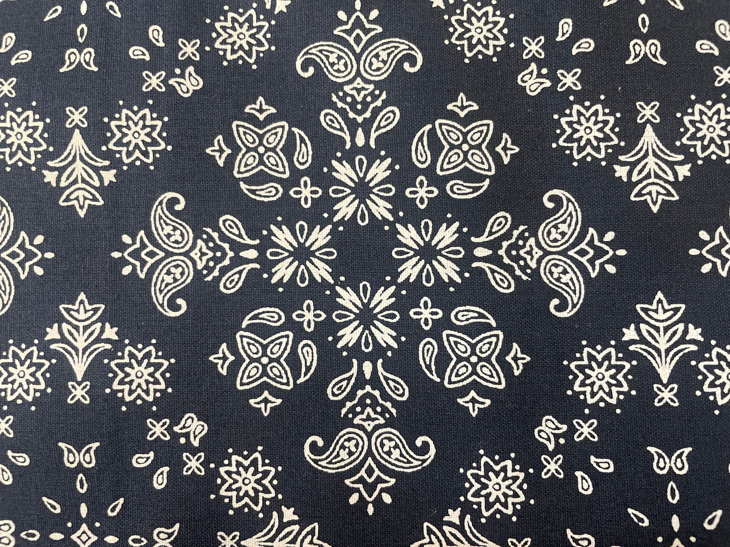 Japanese Bandana Print Cotton - Navy Blue & White