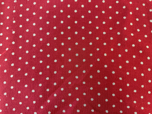 Mini Polka Dot Printed Silk Chiffon - Red & Off White