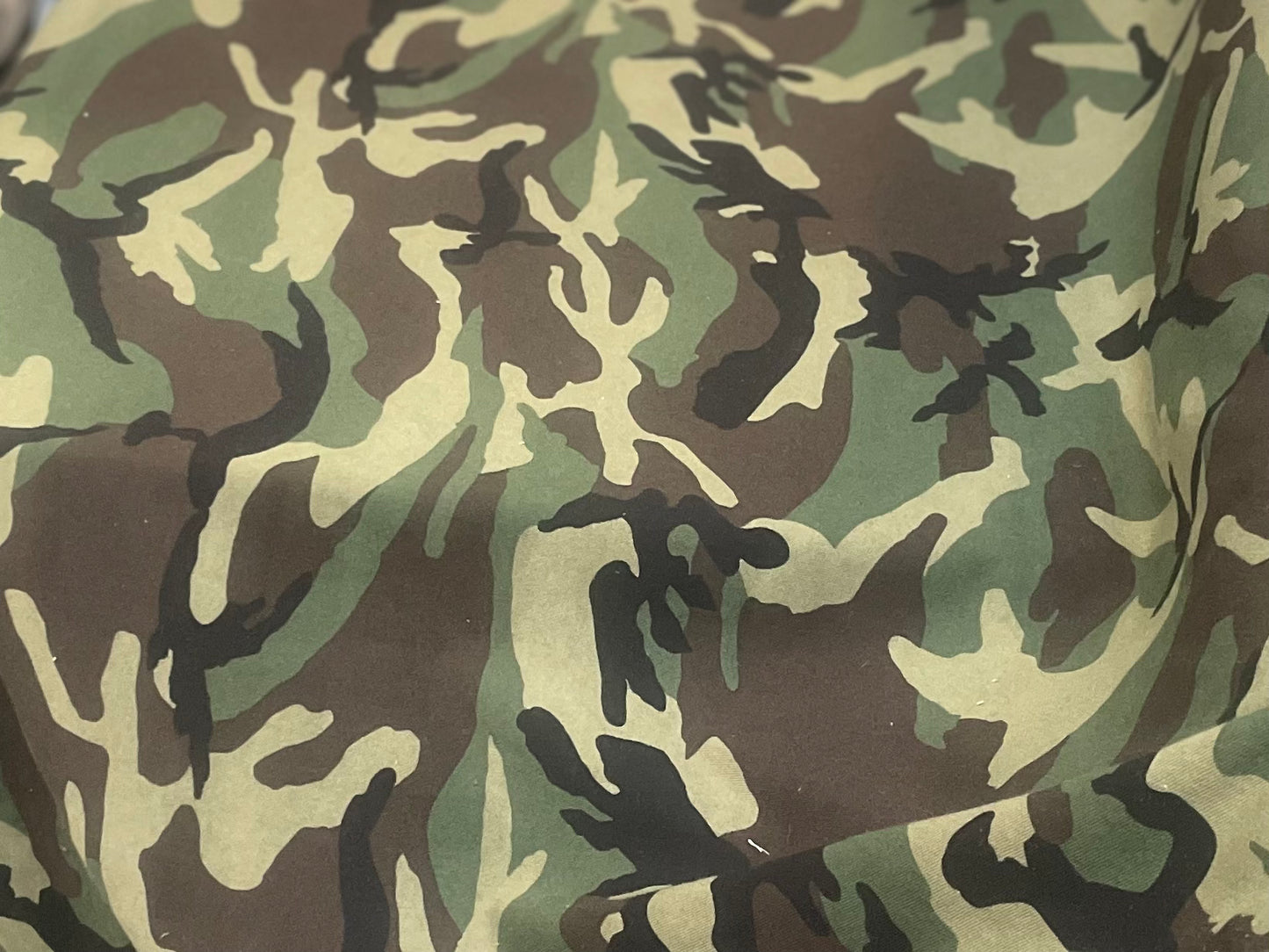 Camo Print Cotton French Terry-  Green, Brown, Beige, Black