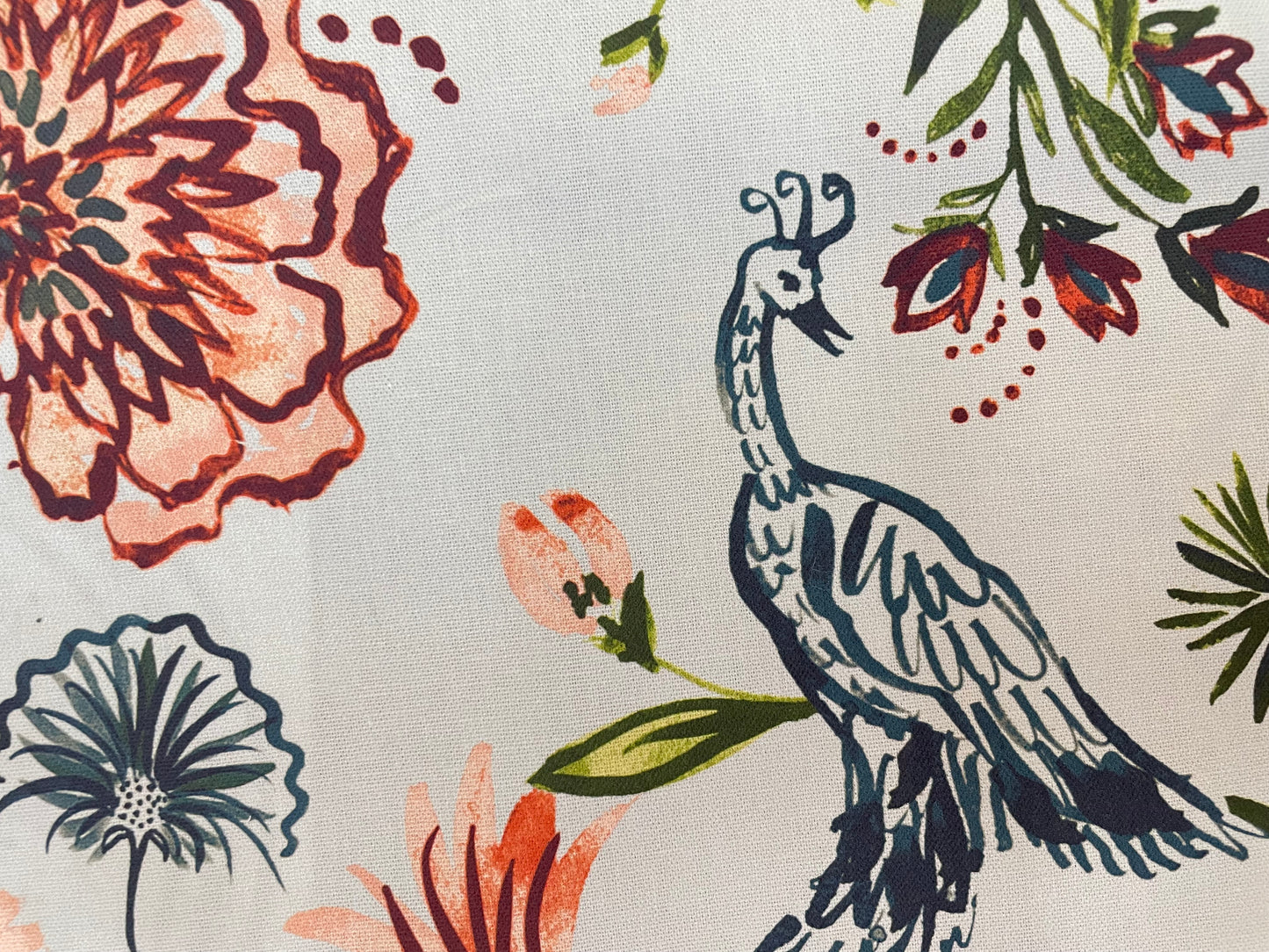Cotton Canvas - Watercolor Peacock Floral