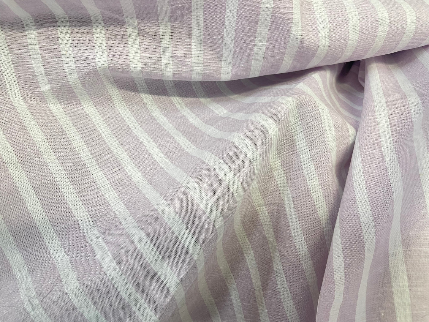 Stripe Cotton & Linen - Light Purple & Off-White