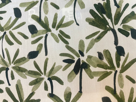 Watercolor Printed Cotton - Green & White