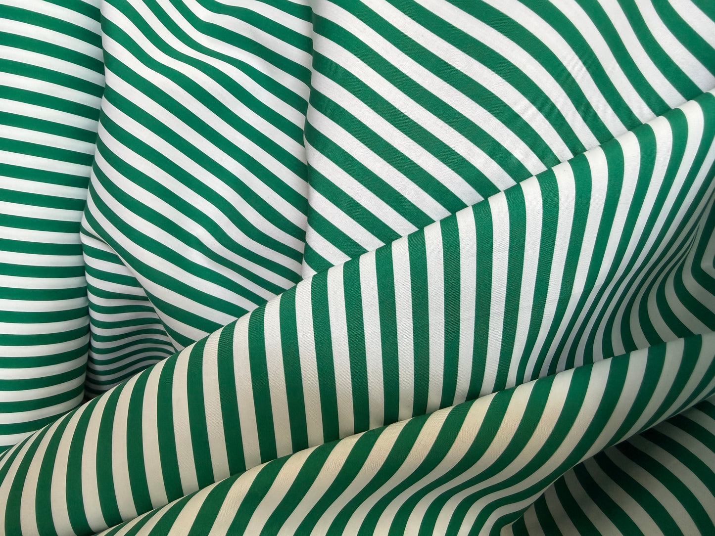 Striped Cotton Shirting - Green & White