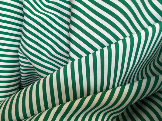 Striped Cotton Shirting - Green & White
