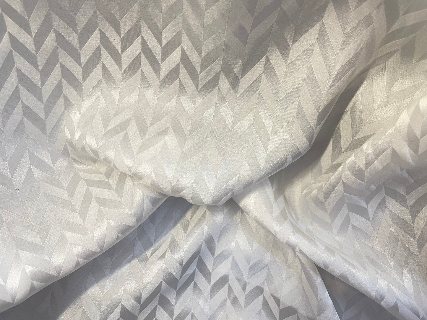 Printed Silk Charmeuse - White Chevron