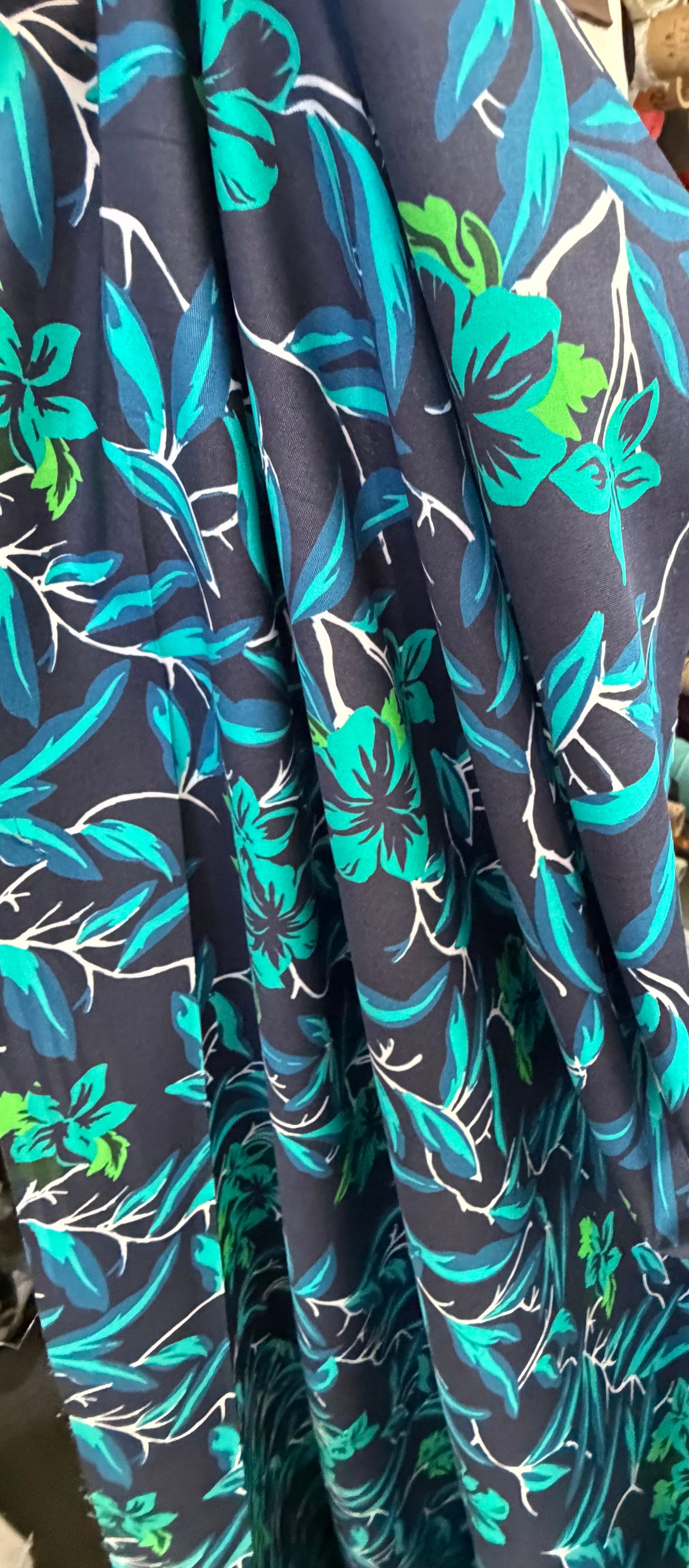 Italian Tropical Printed Cotton - Navy, Teal, Green