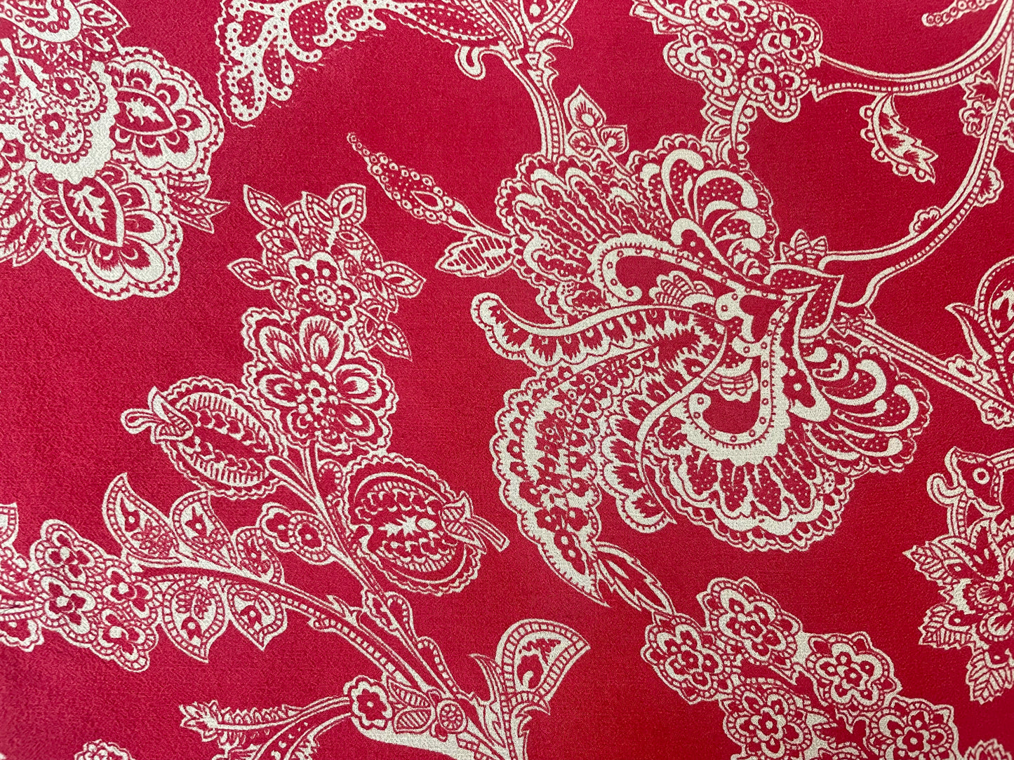 Paisley Printed Silk Chiffon - Red & White