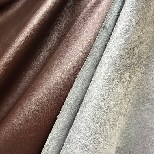 Stretch Faux Leather/Suede- Chocolate Brown & Teal